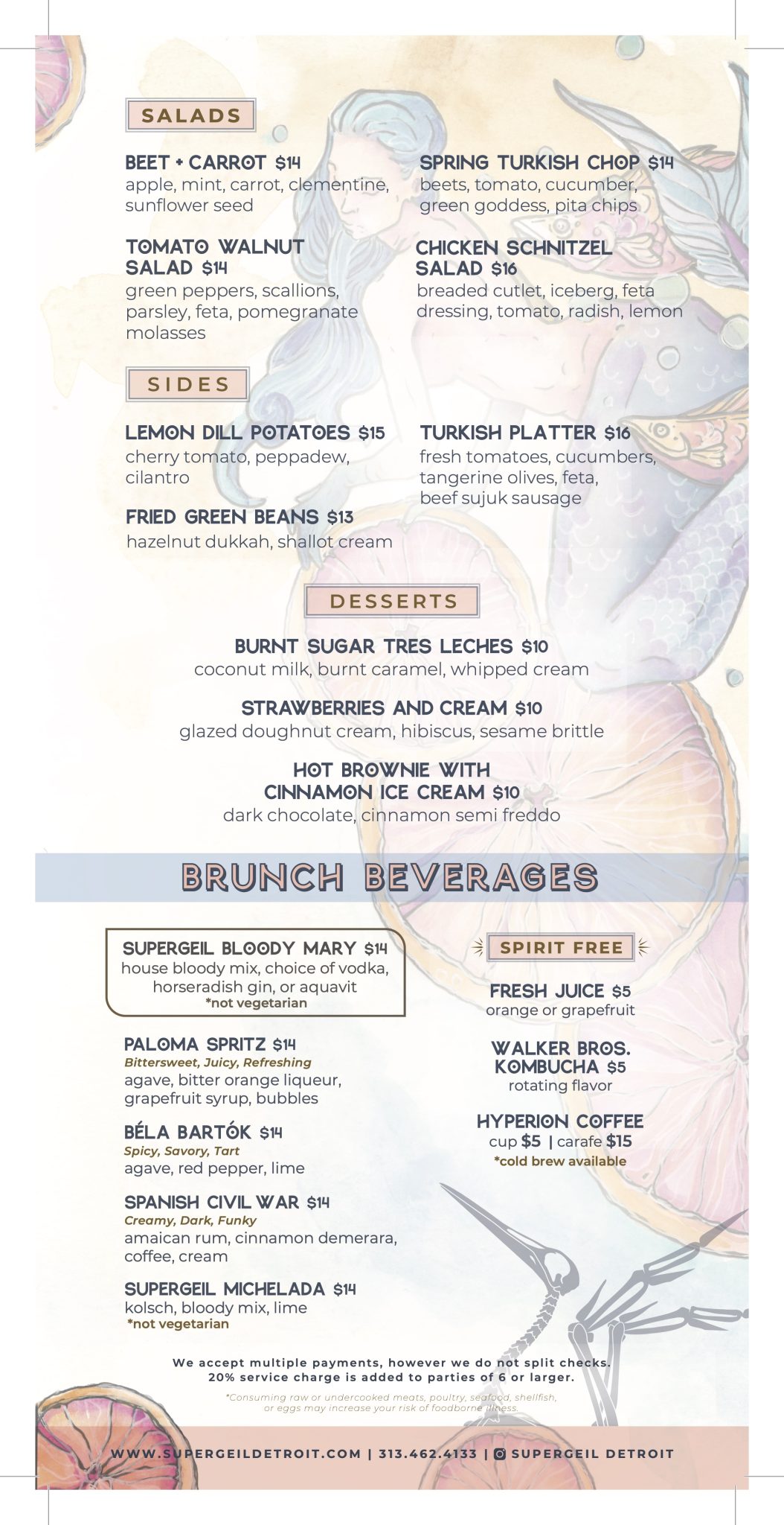 Supergeil brunch menu, page two