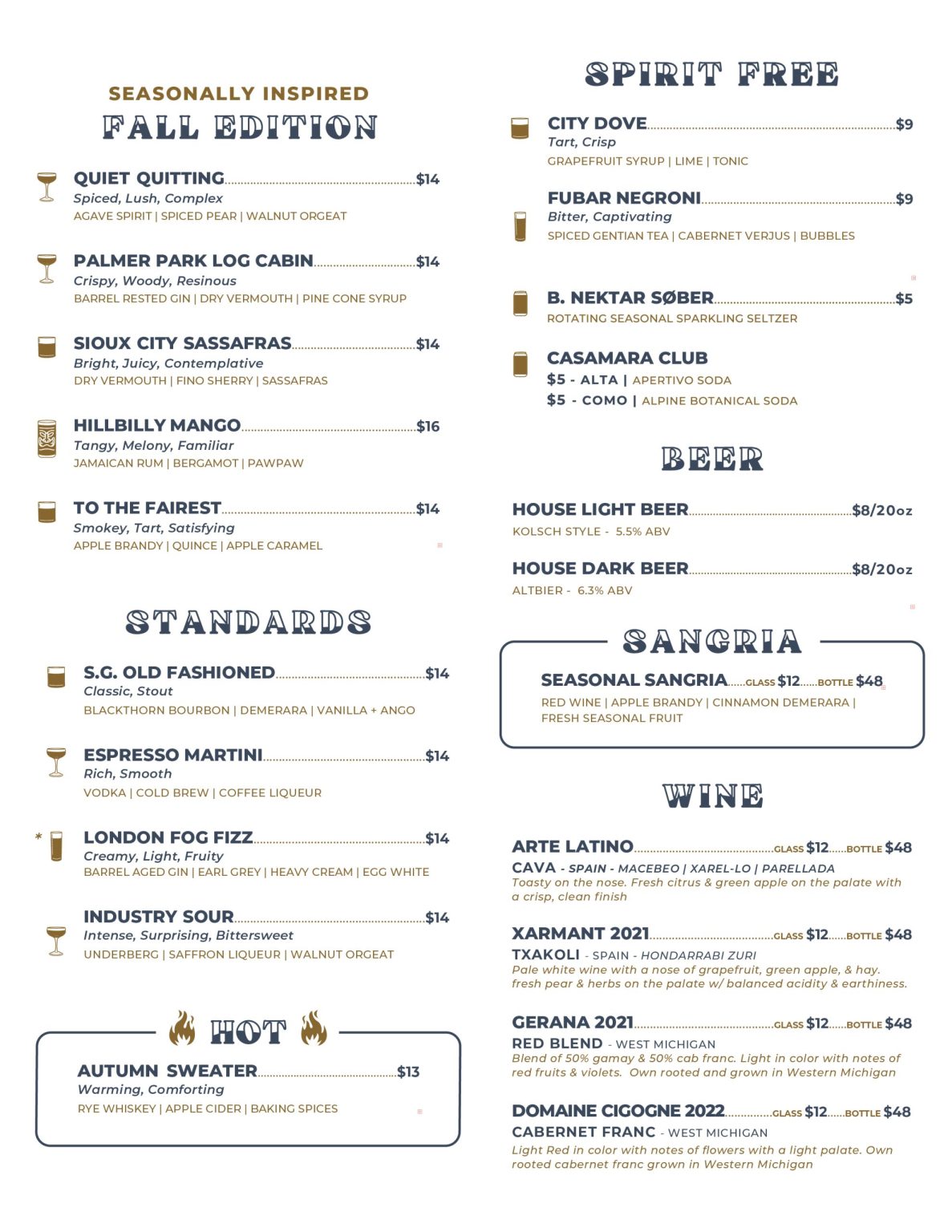 Supergeil drink menu, page two