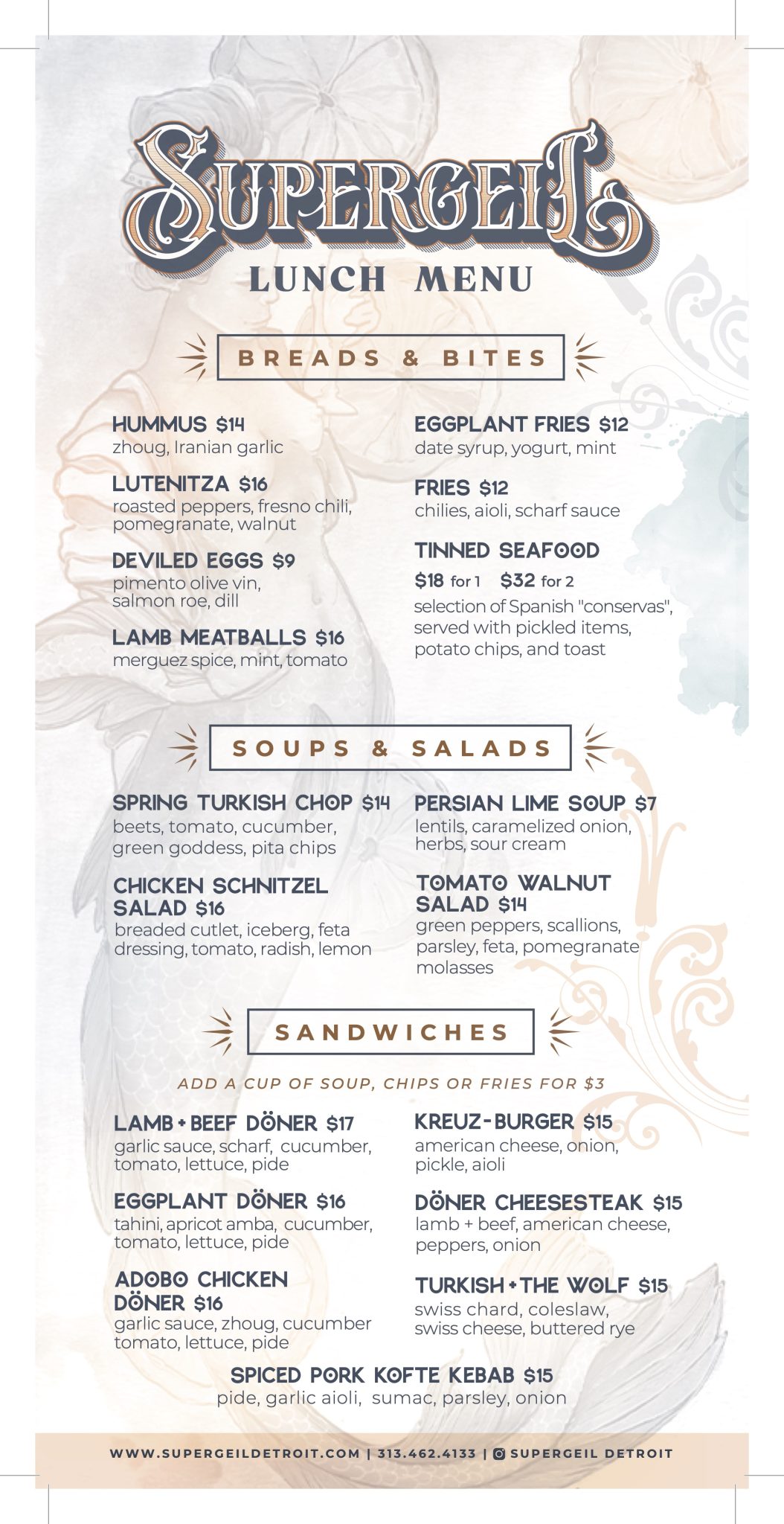 Supergeil lunch menu